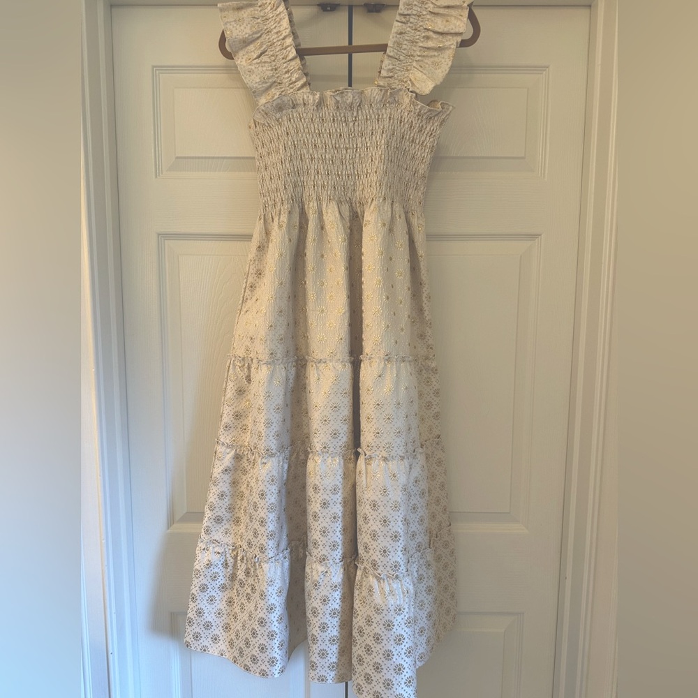 EUC Hill House Gold Jacquard Women’s Ellie Dress Size Small